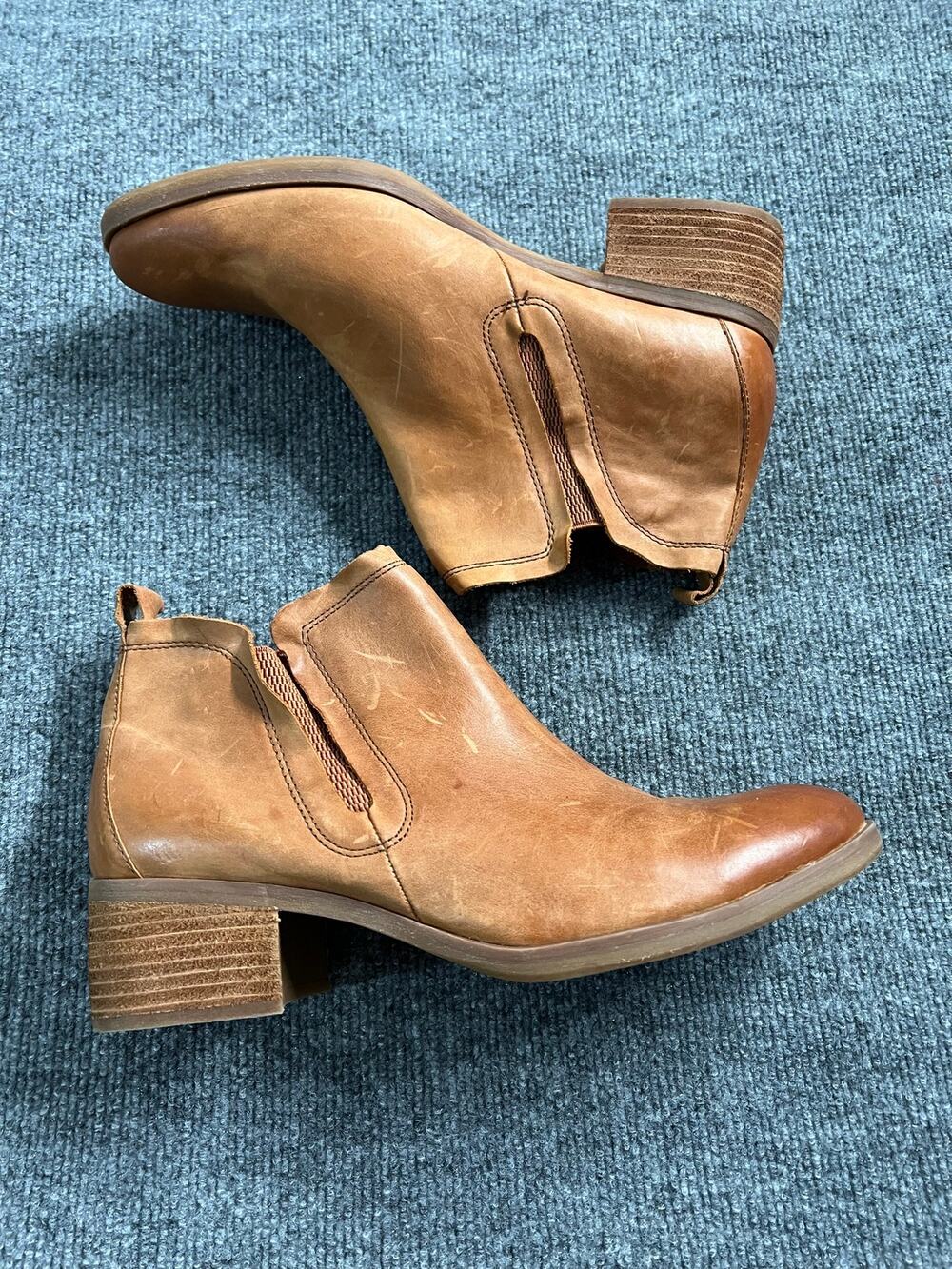 Korks TASHA Tan Brown Distressed Leather Ankle Bootie Size 12